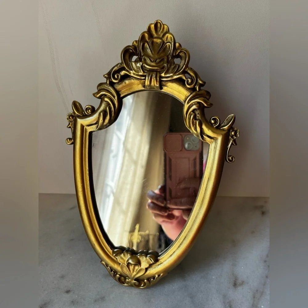 Ornate Gold and Black Decorative Mirror